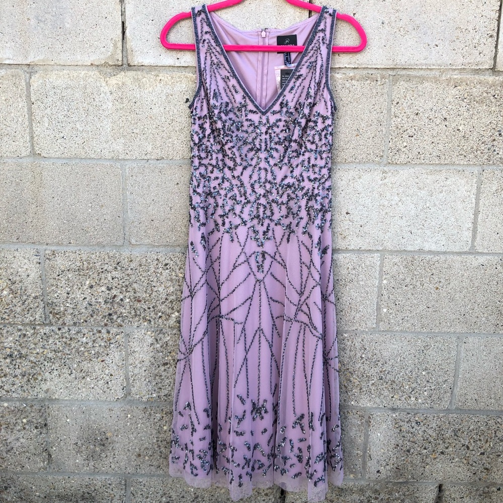 Adrianna Papell Lavender Beaded Dress